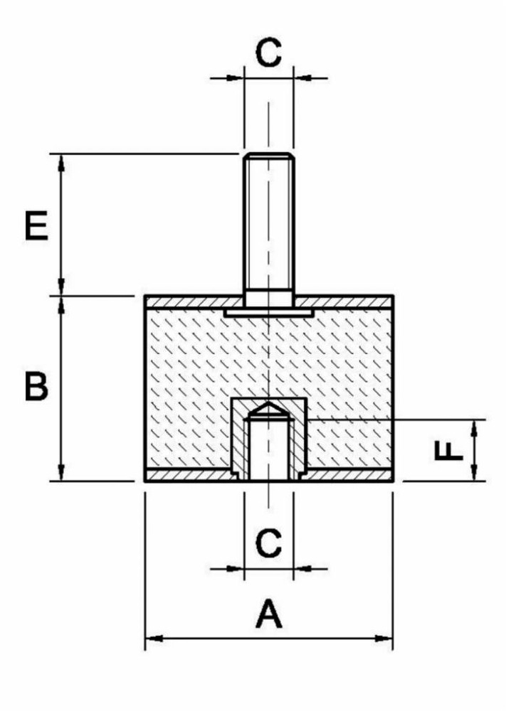 Antivibrante maschio/femmina 20x20,M6x16 - Ama