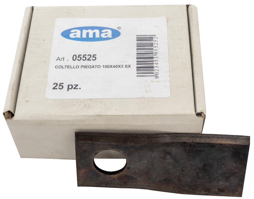 Coltello per falciatrice piegato lunghezza 100mm foro Ø 19mm - Ama