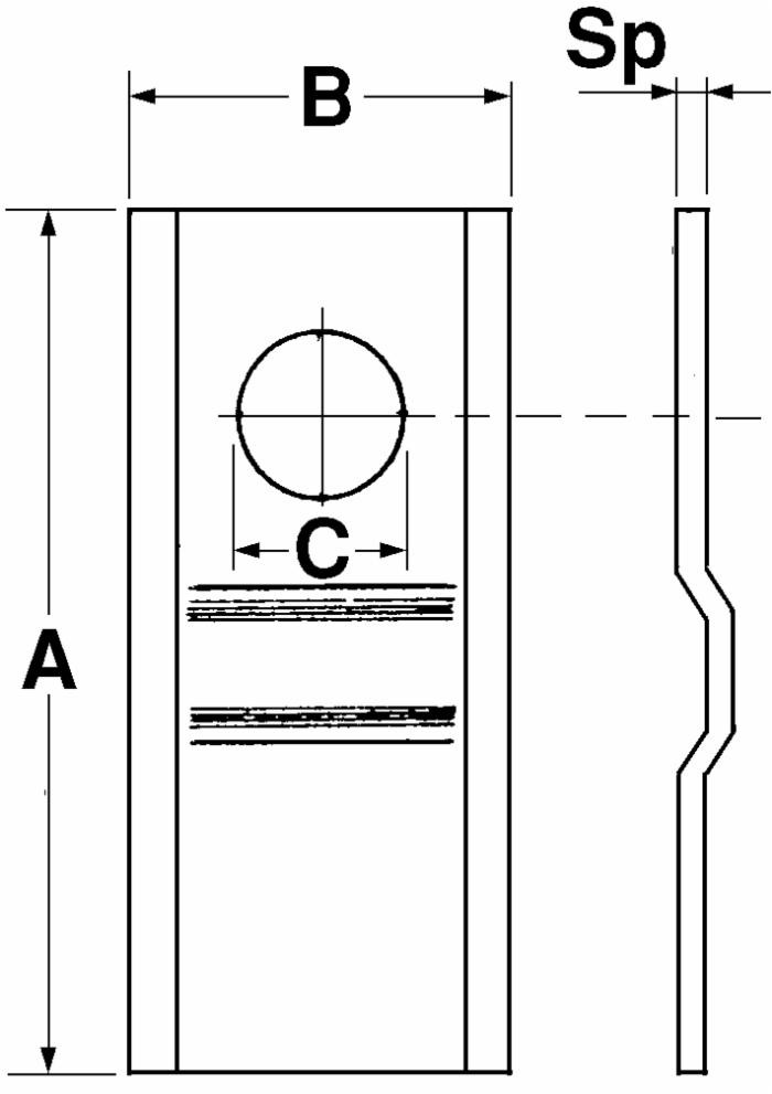Coltello piegato con foro Ø 21mm 108x47x3mm adattabile a PZ CM120/108 - Ama