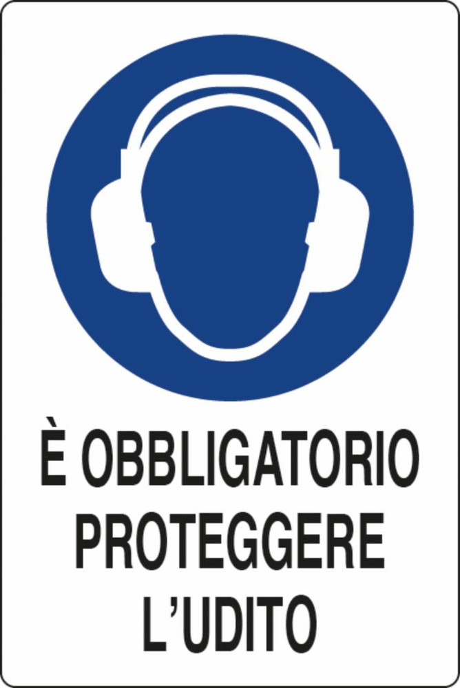 Cartello segnaletica "obbligatorio proteggere l'udito" 30x20 - Ama