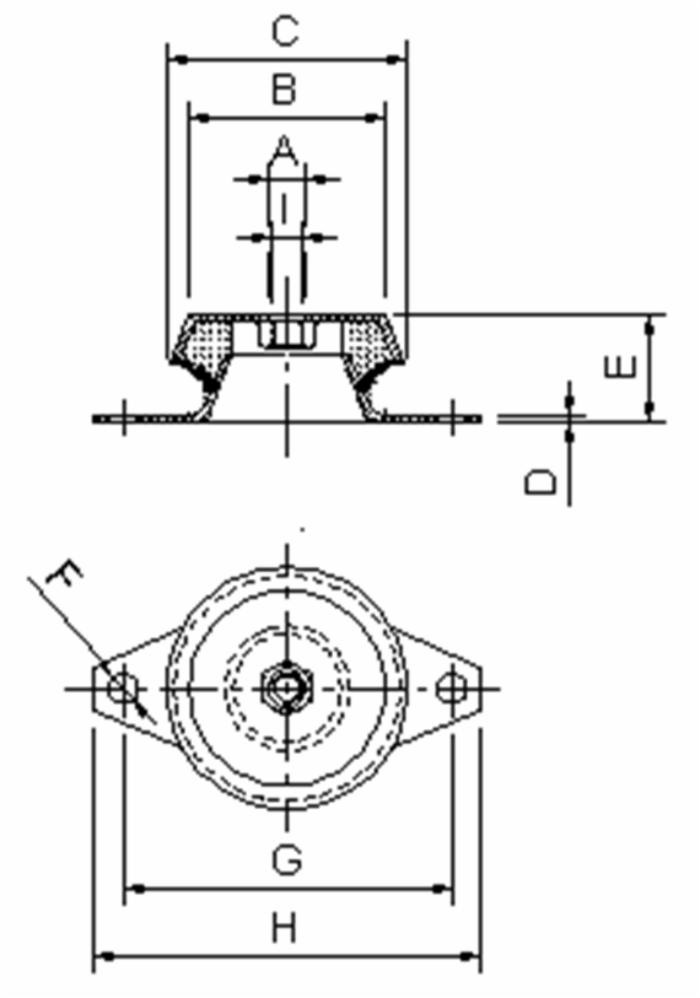 Supporto antivibrante ø 120 con dado,M16 - Ama
