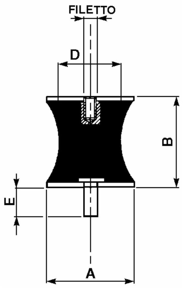 Supporto antivibrante sgolato 40x30 - maschio/femmina - Ama