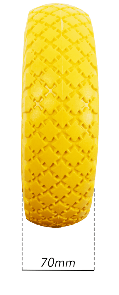 Ruota per carrelli gialla in poliuretano 3.00x4” portata 50kg Ø 250mm - Ama