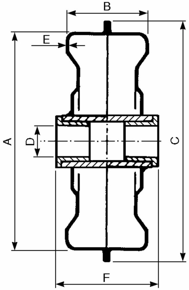Ruota in lamiera 320x100mm con foro Ø 30mm e boccola in nylon - Ama