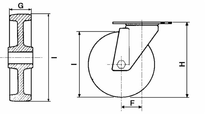 Ruota nylon Ø 80mm con supporto fisso - Ama