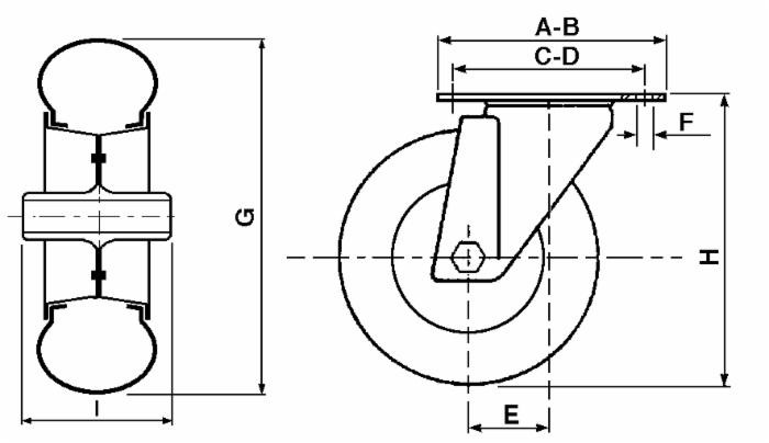 Ruota pneumatica Ø 260mm con supporto girevole - Ama