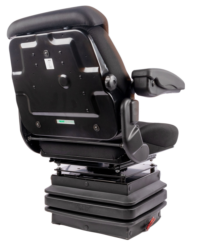 Sedile Activo Plus in tessuto nero con sospensione pneumatica e piastra rotante - Seat Industries