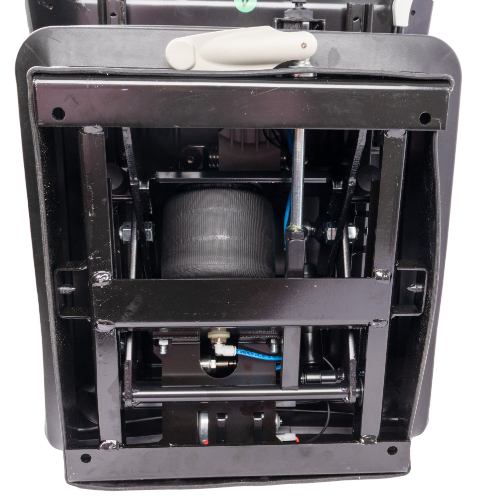 Sedile Activo Plus in tessuto nero con sospensione pneumatica e piastra rotante - Seat Industries