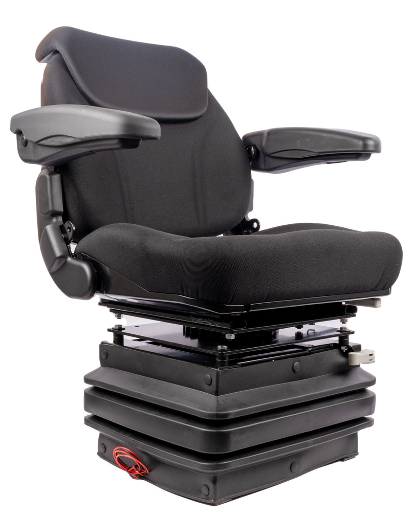 Sedile Activo Plus in tessuto nero con sospensione pneumatica e piastra rotante - Seat Industries