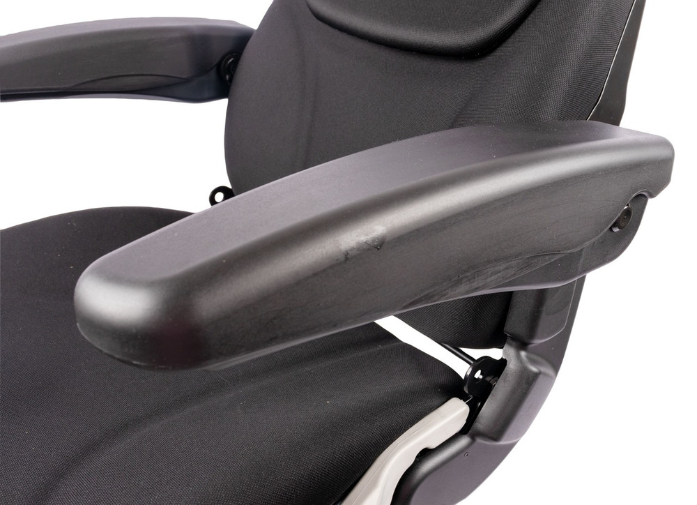 Sedile Activo Plus in tessuto nero con sospensione pneumatica e piastra rotante - Seat Industries