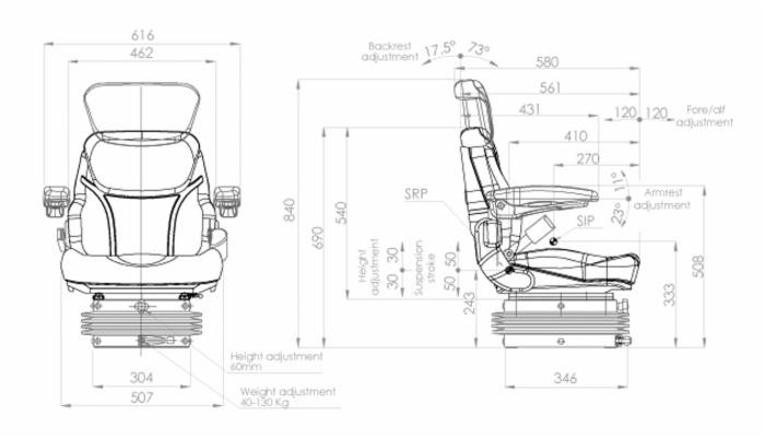 Sedile Activo Plus con sospensione meccanica - Seat Industries