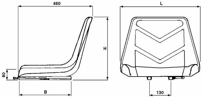 Sedile autopellante con guide larghezza 485mm - Seat Industries
