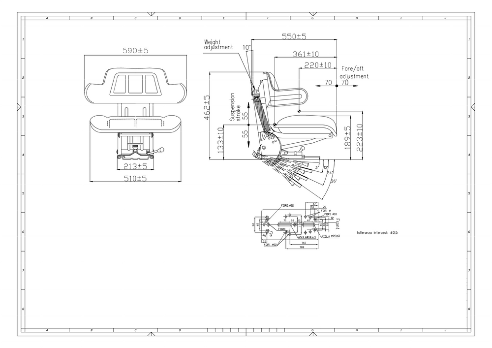 Sedile avvolgente in sky blu con sospensione meccanica - Seat Industries