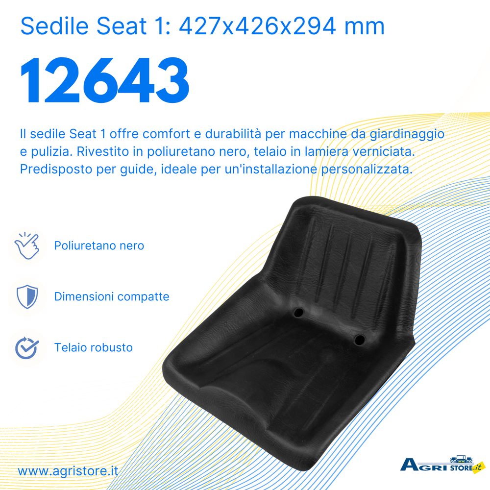 Sedile Seat 1 tipo E in poliuretano autopellante nero - Seat Industries
