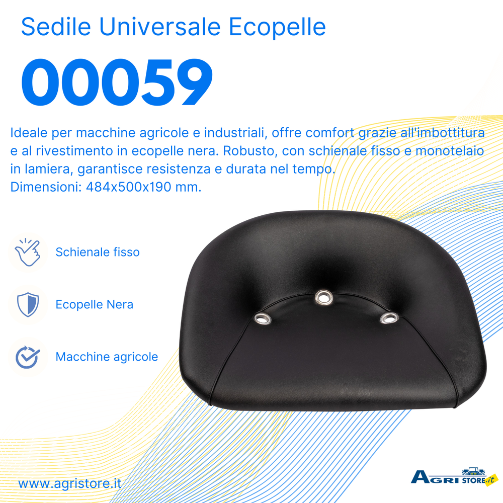 Sedile Ama universale in ecopelle nera con imbottitura - Seat Industries