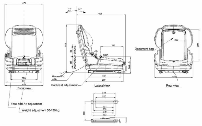Sedile Komodo in sky nero con sospensione meccanica e microswitch - Seat Industries