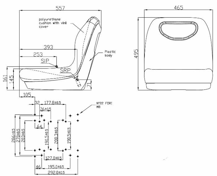 Sedile Niceplastik Multopattern M8 in sky nero predisposto per microswitch - Seat Industries