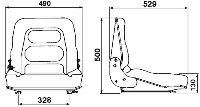 Sedile MUL012 per macchine da giardinaggio e industriali in sky nero predisposto per microswitch - Seat Industries