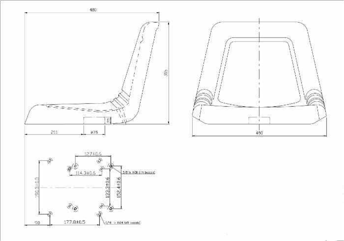 Sedile imbottito in sky nero predisposto per cintura di sicurezza e guide - Seat Industries