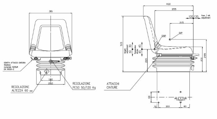 Sedile Seat con sospensione meccanica - Seat Industries