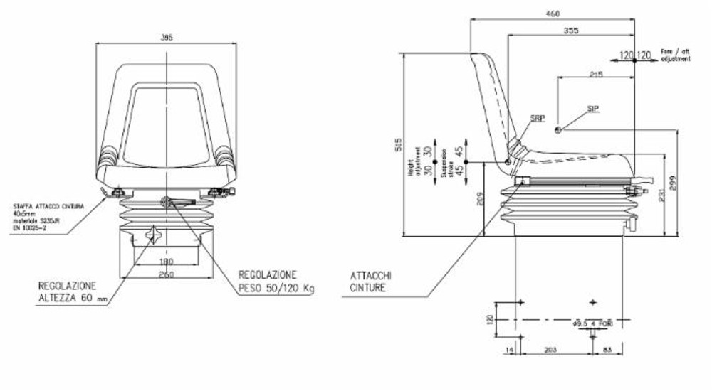 Sedile Seat con sospensione meccanica - Seat Industries