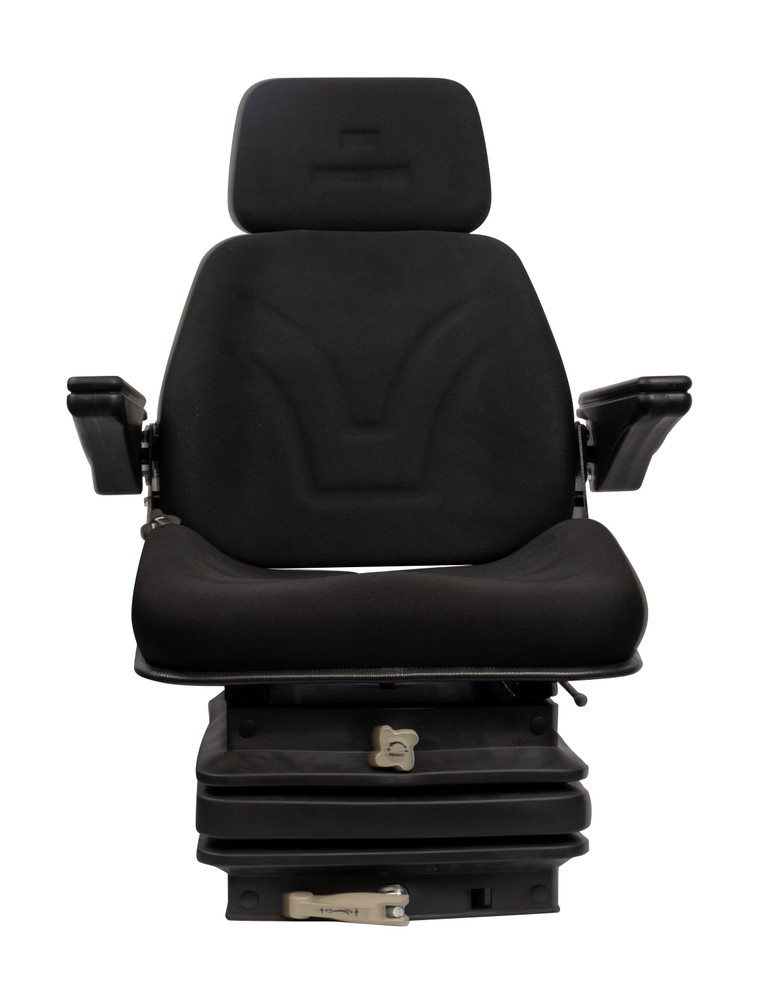 Sedile Top in tessuto nero completo di sospensione meccanica e guide - Seat Industries