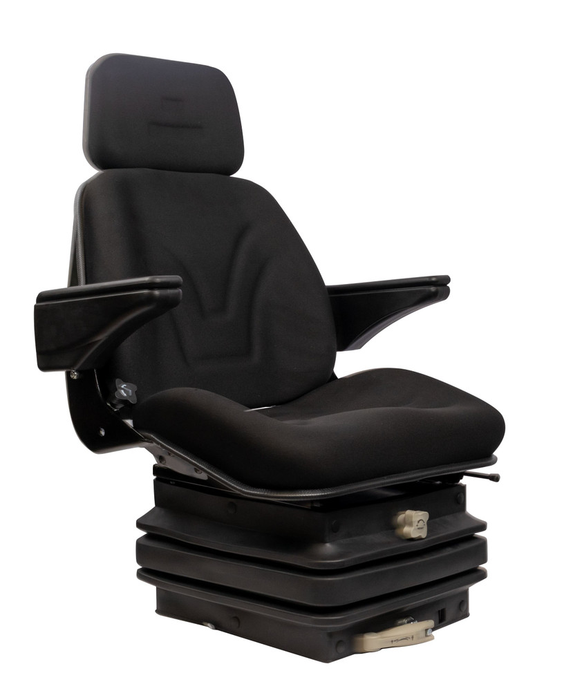 Sedile Top in tessuto nero completo di sospensione meccanica e guide - Seat Industries