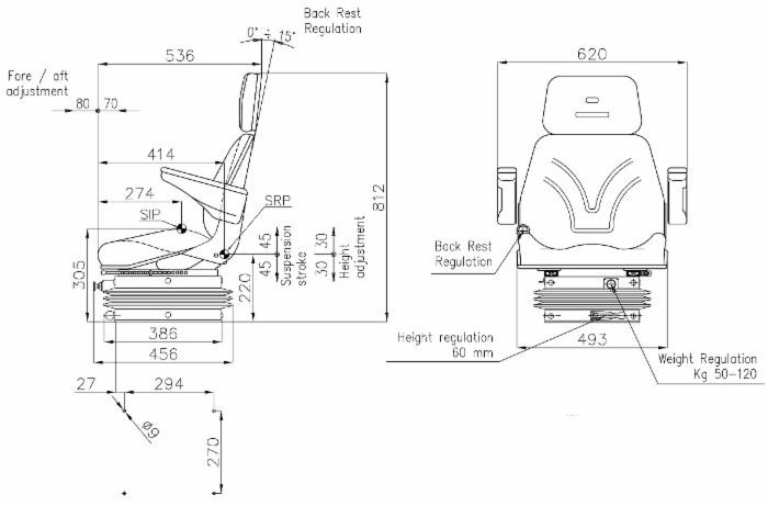 Sedile TOP completo con molleggio pneumatico - Seat Industries