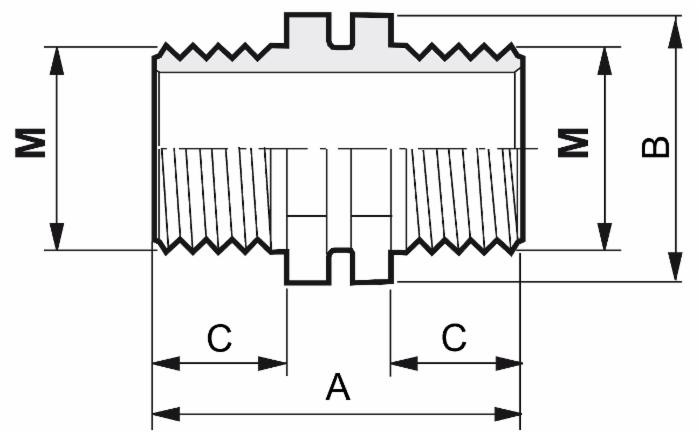 Nipplo passaparete simmetrico G1"1/4 - Arag