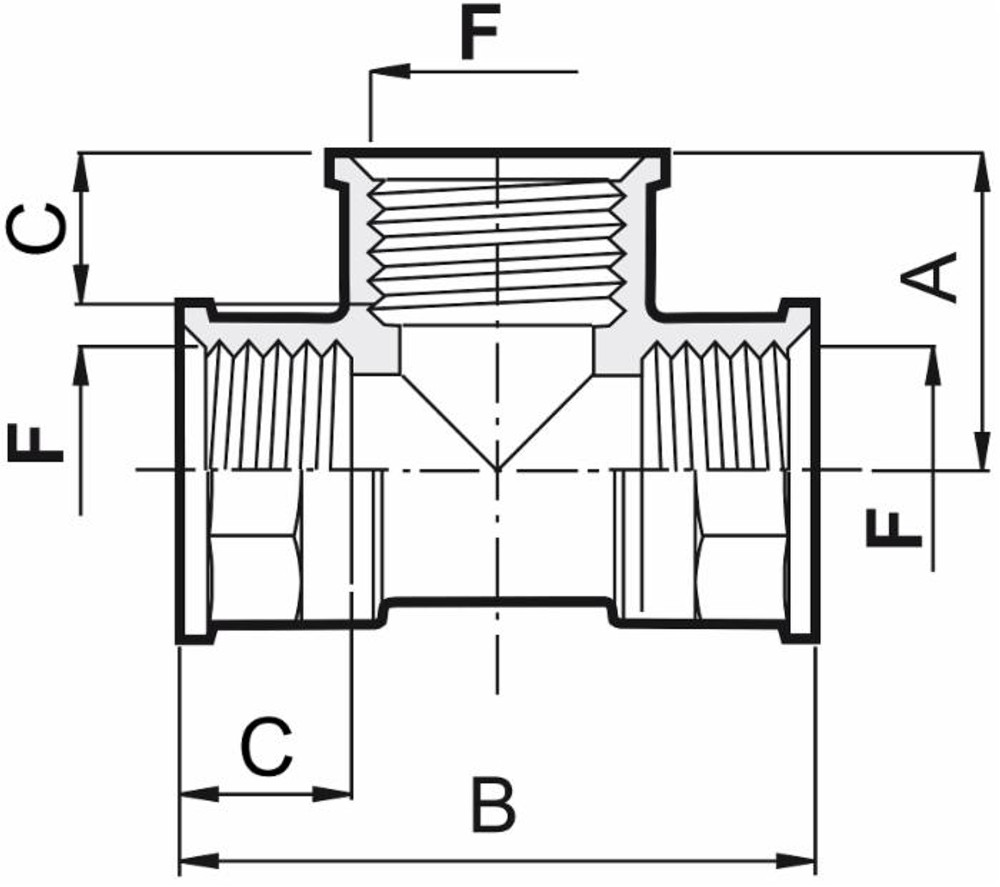 Raccordo a T femmina G1/2" - Arag