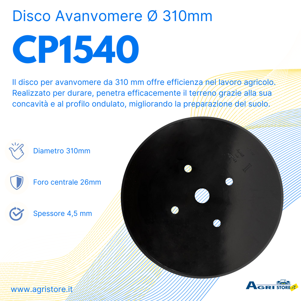 Disco per avanvomere Ø 310mm con foro 26mm - Ama