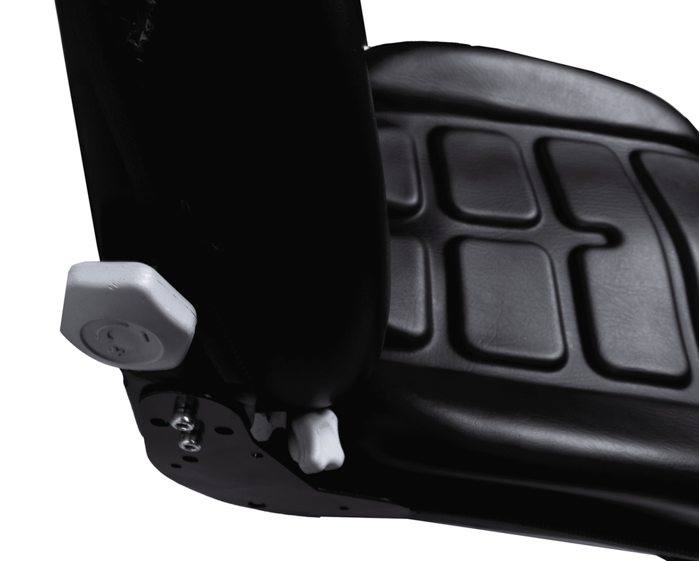 Sedile MUL in sky nero con sospensione meccanica integrata e microswitch - Seat Industries