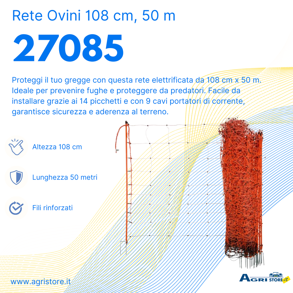 Rete per ovini da 108 cm con 14 picchetti - No brand