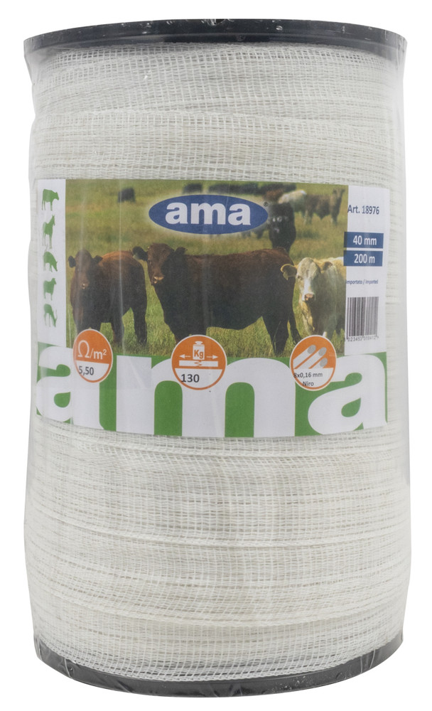 Banda per recinti elettrici 200m conduttori 8x0,16 in acciaio - Ama