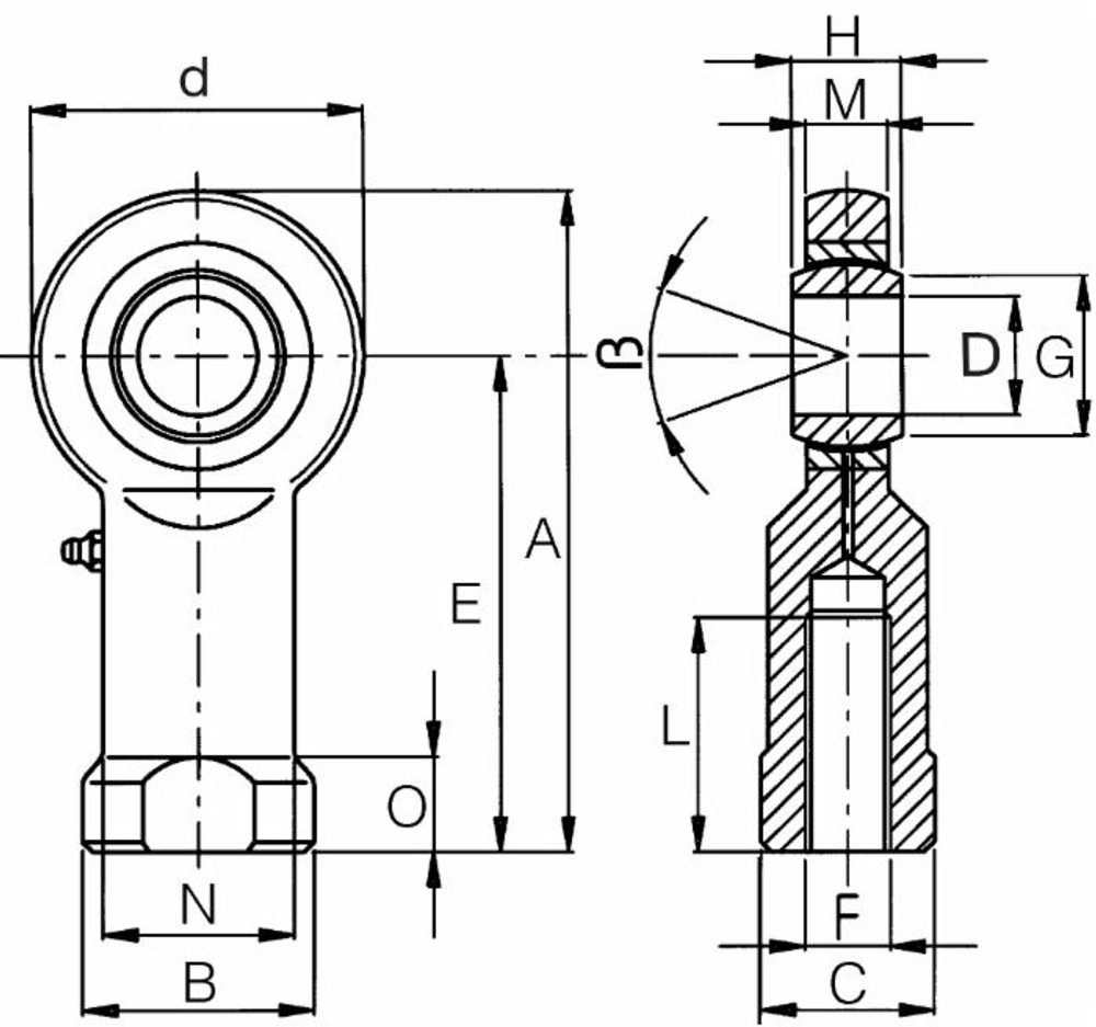 Terminale a snodo femmina per terzo punto Ø 20mm modello EFPB - Ama