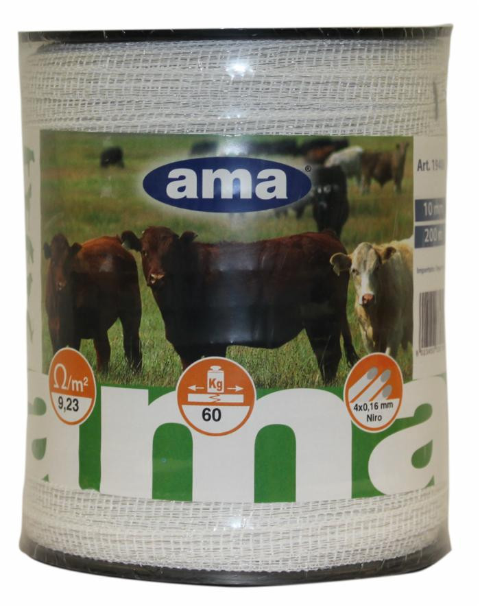 Banda recinto elettrico bianca lunghezza 200m larghezza 10mm - Ama