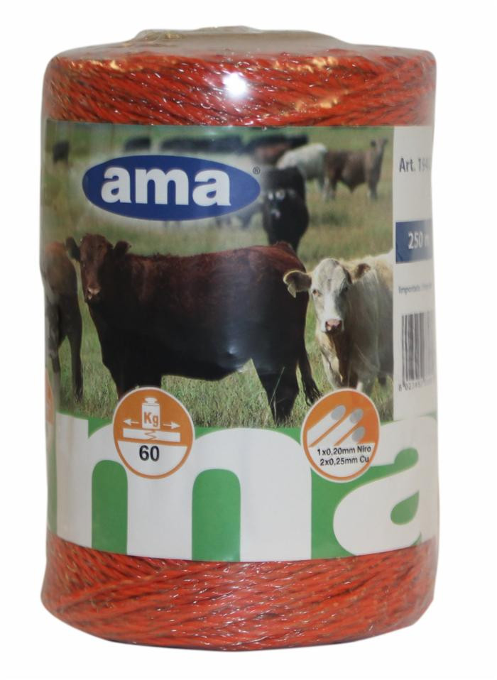 Filo recinto elettrico da 250m con 3 conduttori - Ama