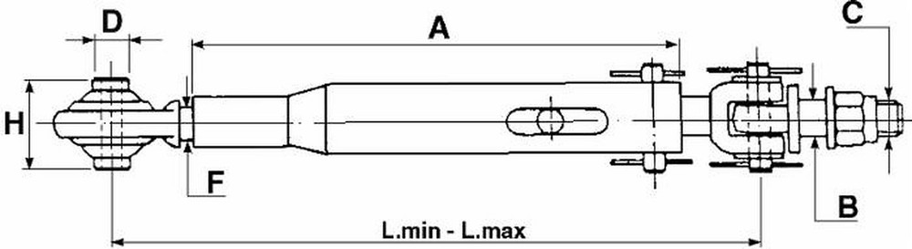 Stabilizzatore M27x3 lunghezza 520 - 680mm con asola di regolazione - Ama
