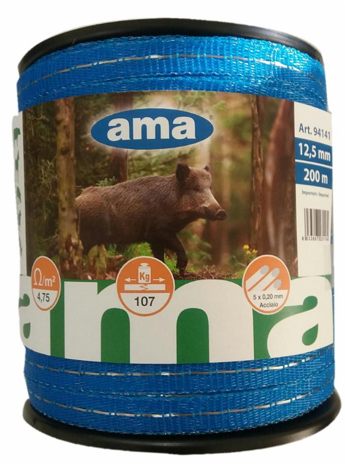 Banda elettrificata per cinghiali lunga 200m con 10 conduttori resistenza 190kg - Ama