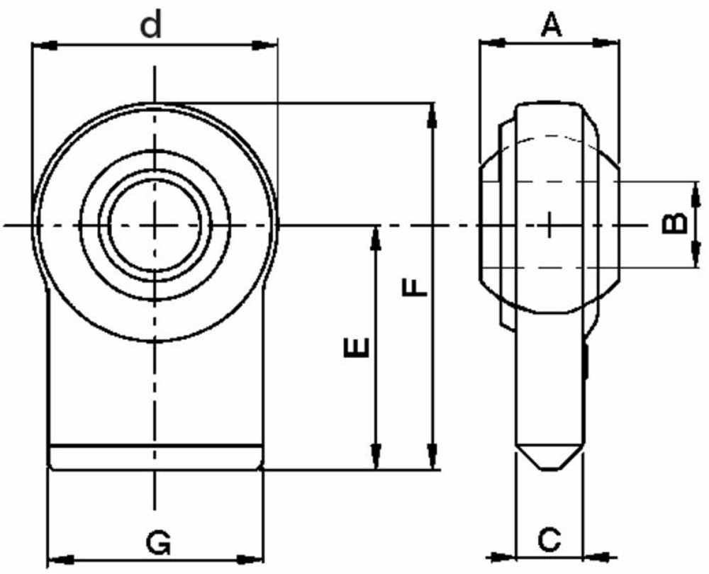 Supporto inferiore per rotula sferica Ø 22mm foro 22,1mm - Ama