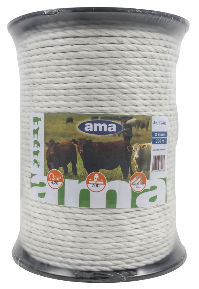 Corda elettrica diametro 8mm lunghezza 200m resistenza max 700kg - Ama