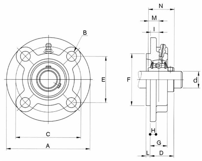 Supporto a flangia tonda autoallineante UCFC 210 con cuscinetto Ø 50mm - Ama