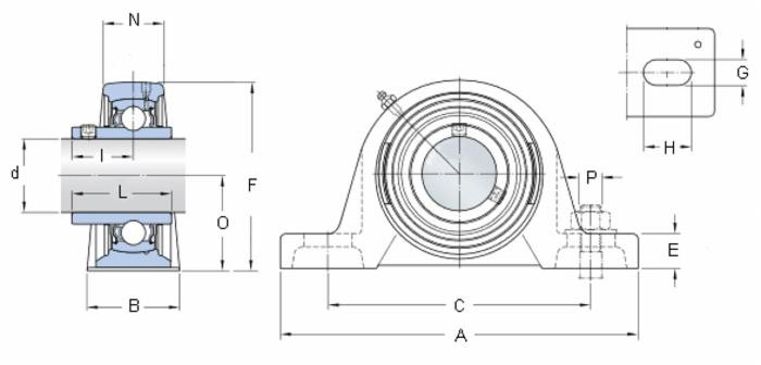 Supporto dritto autoallineante SY 45 TF SKF Ø 45mm - Skf