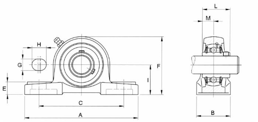 Supporto dritto autoallineante UCP 205 Ø albero 25mm - Ama