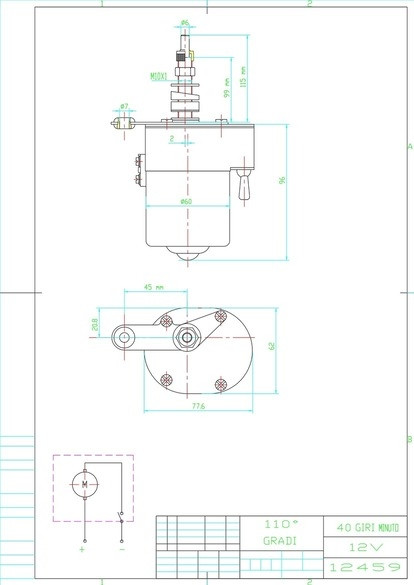 Motore per tergicristalli a 12V con interruttore - Ama