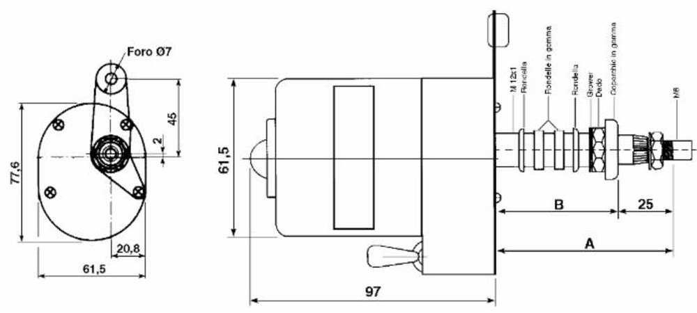 Motorino per tergicristalli con angolo di oscillazione a 85° - Ama