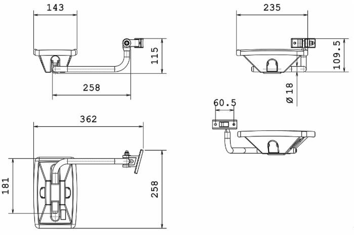 Specchio retrovisore sinistro con coppa 235x140mm e braccio 240mm - Ama