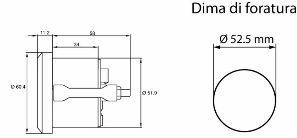 Indicatore temperatura acqua analogico 40-120° da 24V - Ama