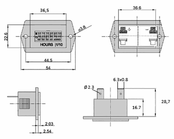 Contaore digitale LCD 10-28V 10.000h - Ama