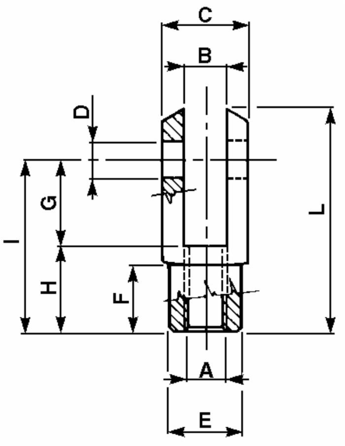 Forcella con foro filettato modello lungo M16x64mm - Ama